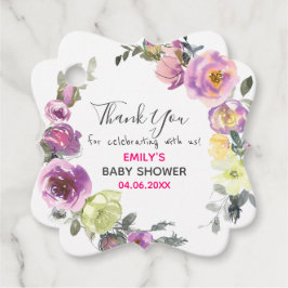 Hübsches Lila Blumenkraut Danke Kinderdusche Geschenkanhänger