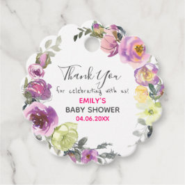 Hübsches Lila Blumenkraut Danke Kinderdusche Geschenkanhänger