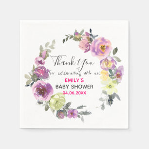 Hübsches Lila Blumenkraut Danke Kinderdusche Serviette