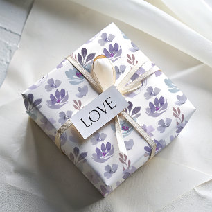 Hübsches Lila Blumenmuster und Folientönmuster Geschenkpapier Set