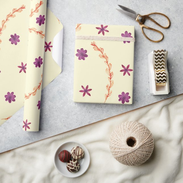 Hübsches Lila botanisches Geschlecht Geschenkpapier (Kunsthandwerk)
