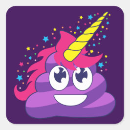 Hübsches Lila Einhorn Kackte Emoji Quadratischer Aufkleber