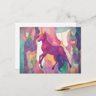 Hübsches lila Einhorn Postkarte