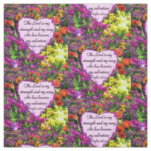 HÜBSCHES LILA FLORAL PSALM 118:14 FOTO STOFF