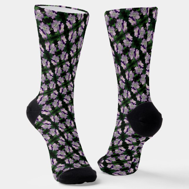 Hübsches Lila Geranium-Blume-Pair-Muster Socken (Gewinkelt)