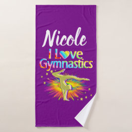 HÜBSCHES LILA I LIEBE GYMNASTICS-DESIGN BADEHANDTUCH
