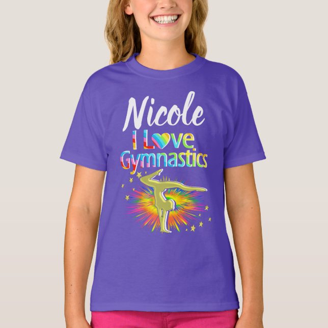 HÜBSCHES LILA I LIEBE GYMNASTICS-DESIGN T-Shirt (Vorderseite)
