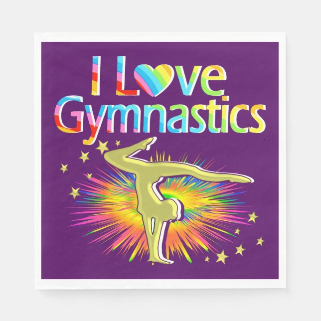 HÜBSCHES LILA I LIEBE GYMNASTICS PAPIER NAPKINS SERVIETTE (Vorderseite)