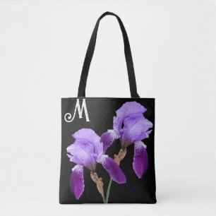 Hübsches lila Iris floral boho M Monogramm niedlic