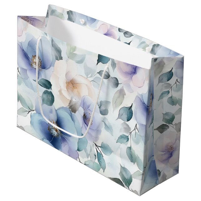 Hübsches Lila Lavendel Weißes Blume Brautparty Große Geschenktüte (Vorderseite Schrägansicht)