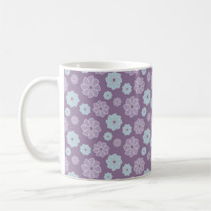 Hübsches Lila Lila und Blau Blumenmuster Kaffeetasse