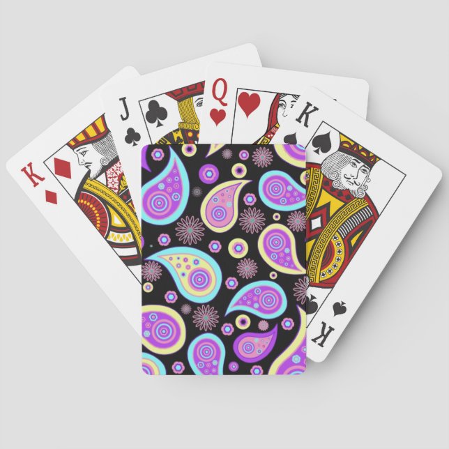 Hübsches Lila Paisley (dunkel) Spielkarten (Rückseite)