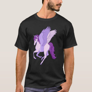 Hübsches Lila Pegasus Fliegendes Pferd T-Shirt