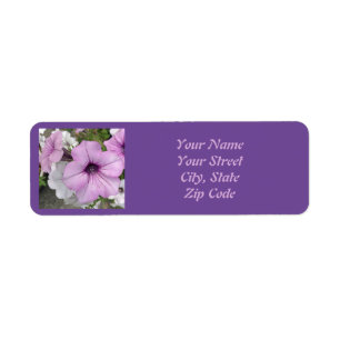 Hübsches Lila Petunia Blume Foto Label