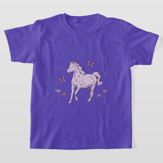 Hübsches lila Pferd T-Shirt (Ablage )