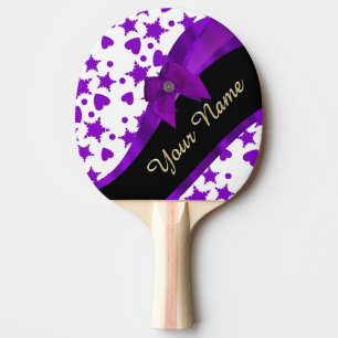 Hübsches lila spotty girly Muster personalisiert Tischtennis Schläger