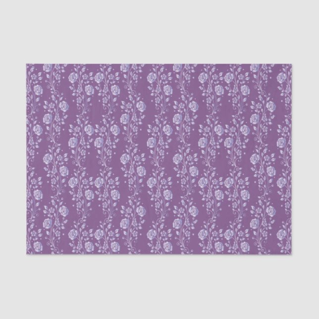 Hübsches Lila und Lilac Floral Muster Seidenpapier (Vorderseite)