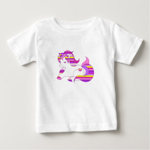 Hübsches Lila und rosa gestreiftes Einhorn-Shirt Baby T-shirt