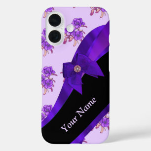 Hübsches lila Vintages Blumenmuster Blume iPhone 16 Hülle