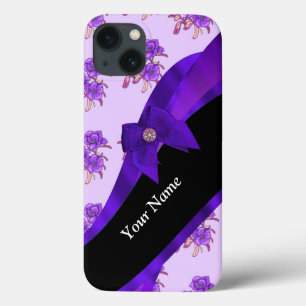 Hübsches lila Vintages Blumenmuster Blume iPhone 13 Hülle