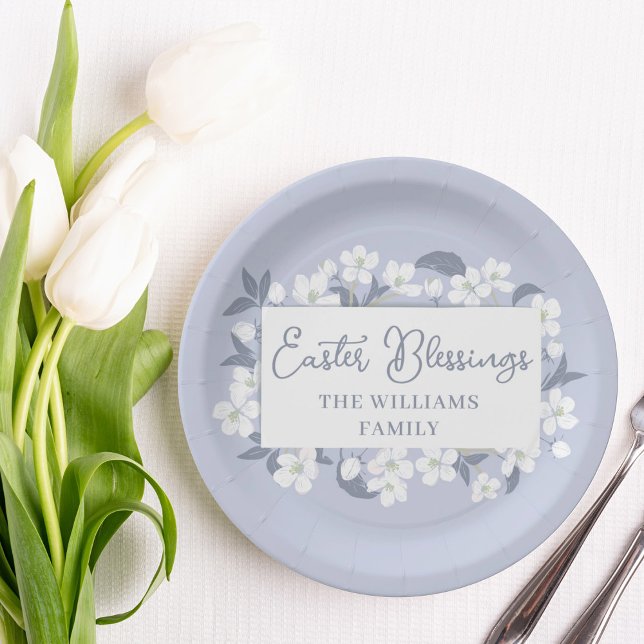 Hübsches Lila Weißblütenoster-Party Pappteller (Von Creator hochgeladen)