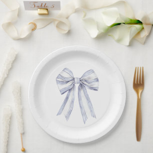Hübsches Lila White Bow Brautparty Pappteller