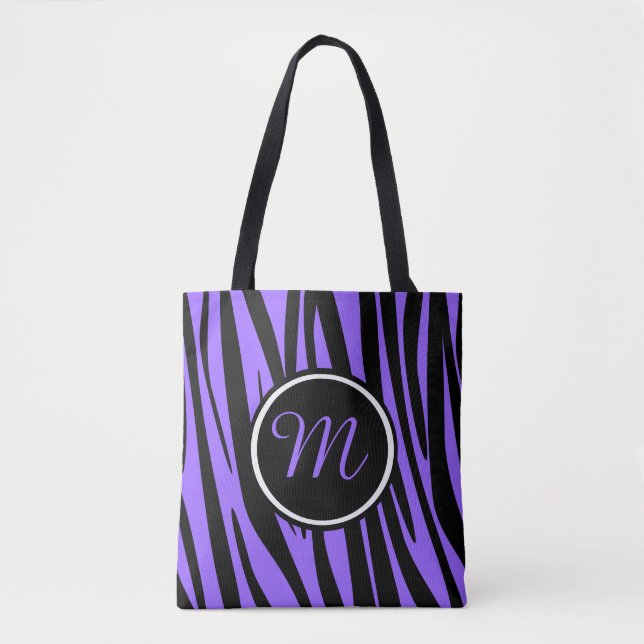 Hübsches lila Zebra-Gewohnheits-Monogramm (Vorderseite)