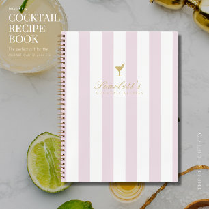 Hübsches Lilac- und Goldstreifen-Ledercocktail Rez Notizbuch