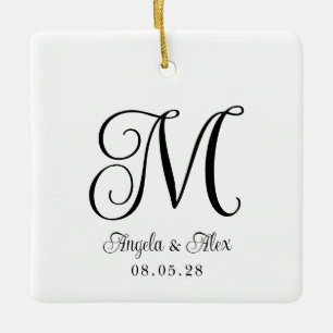 Hübsches lockiges Hochzeitsmonogramm Foto Keramikornament