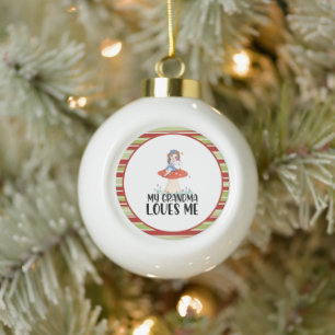 Hübsches Mädchen auf einem Pilz, meine Oma liebt Keramik Kugel-Ornament