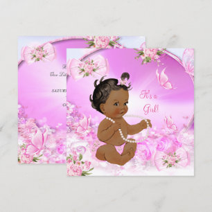 Hübsches Mädchen Baby Shower Pinker Schmetterling  Einladung