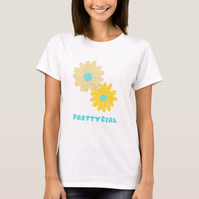 Hübsches Mädchen Blumen T-Shirt  (Vorderseite)