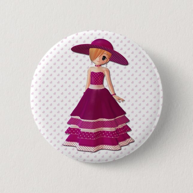 Hübsches Mädchen Button (Vorderseite)