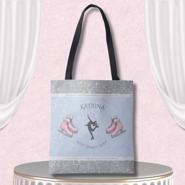 Hübsches Mädchen Eislaufbahn Eiskunstlauf-Tasche (Figure Skater Tote Bag is the perfect companion for carrying skate essentials to the rink)