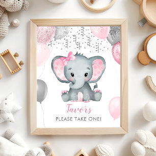 Hübsches Mädchen Elefant Ballons Baby Shower Gesch Poster