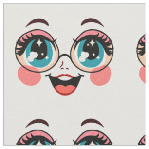hübsches Mädchen mit Brille Cartoon Puppenkunst Stoff