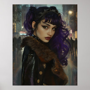 Hübsches Mädchen mit lila Haaren Poster