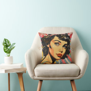 Hübsches Mädchen Pop-Art Kissen