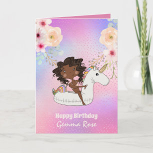 Hübsches Mädchen Schwarzes Mädchen Geburtstag - Vi Karte