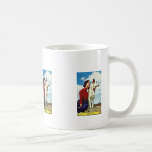 hübsches Mädchen und Hund Iowa Casino Cafe Werbung Tasse