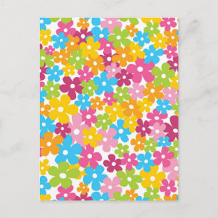 Hübsches, Mädchenhaftes Frühlingsblumenmuster Postkarte