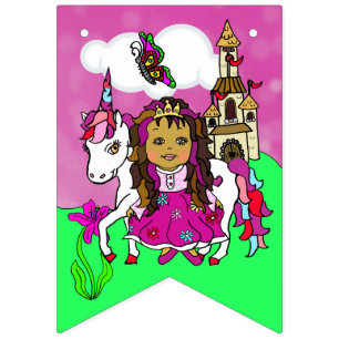 Hübsches Magenta-Feengirls-Geburtstagsbanner Wimpelkette