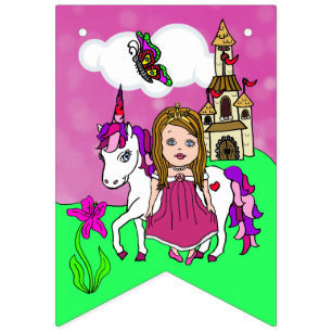 Hübsches Magenta-Feengirls-Geburtstagsbanner Wimpelkette
