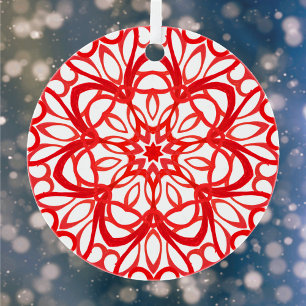 Hübsches Mandala Niedliche Weihnachten und Rot Ornament Aus Metall