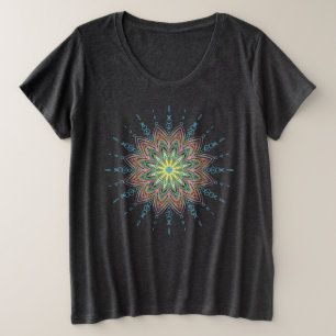 Hübsches Mandala Verziert Geometric Design Große Größe T-Shirt