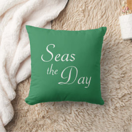 Hübsches Meeresgrün "Seas the Day" Kissen