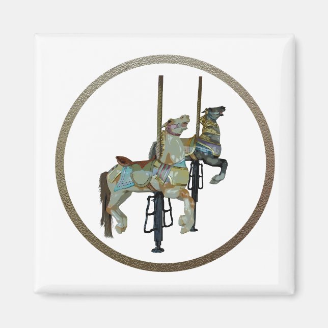 Hübsches Mergo Round Carousel Horse Magnet (Vorne)