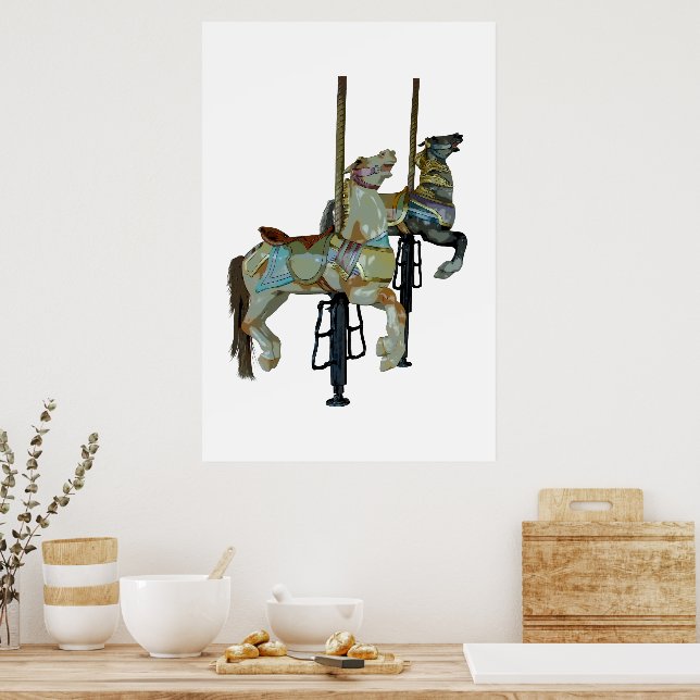 Hübsches Mergo Round Carousel Horses Poster (Küche)
