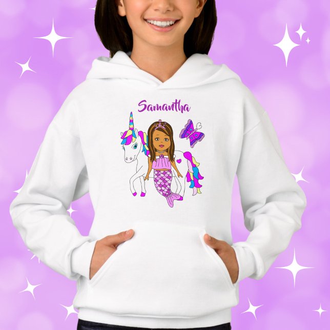 Hübsches Mermaid und Unicorn Personalisiertes Shir Hoodie (Von Creator hochgeladen)