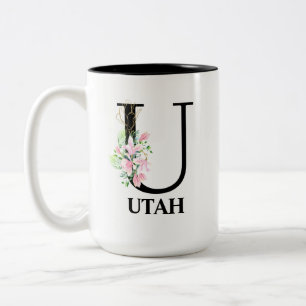 Hübsches mit Monogramm Blumenalphabet U Zweifarbige Tasse